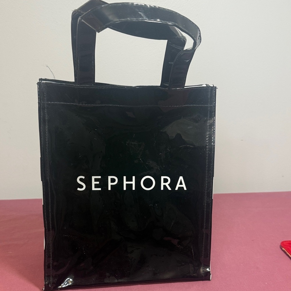 Sephora Glossy Black Cosmetic Bag